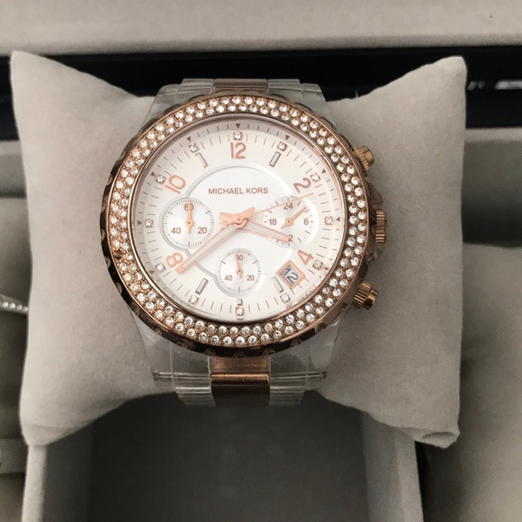 Michael Kors Accessories - Michael Kors rose gold and clear watch